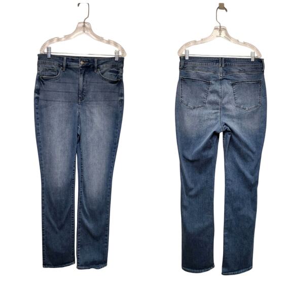 NYDJ Curves 360 Straight Leg Blue Denim Jeans Size 12T - Picture 1 of 6